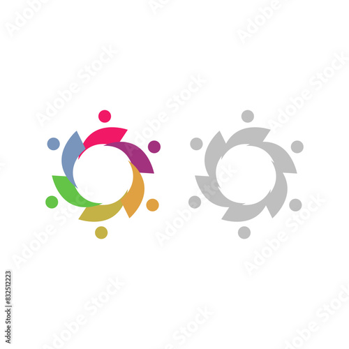 COLORFUL PEOPLE TOGETHER TEAMWORK CROWD UNION COMPANY EMPLOYERS TOGETHER SIGN SYMBOL LOGO