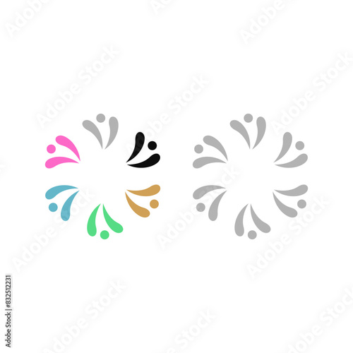 COLORFUL PEOPLE TOGETHER TEAMWORK CROWD UNION COMPANY EMPLOYERS TOGETHER SIGN SYMBOL LOGO