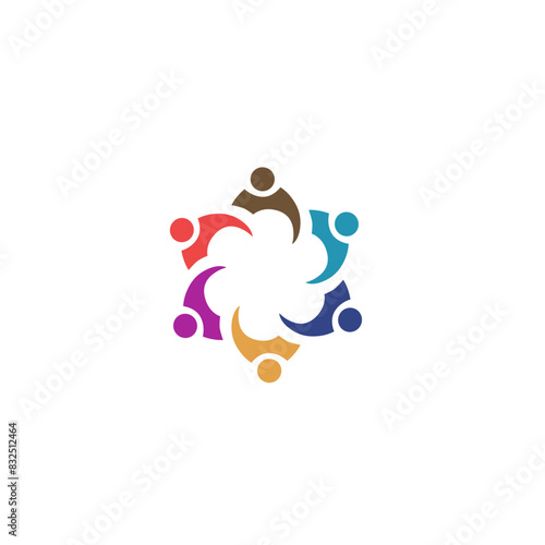 COLORFUL PEOPLE TOGETHER TEAMWORK CROWD UNION COMPANY EMPLOYERS TOGETHER SIGN SYMBOL LOGO