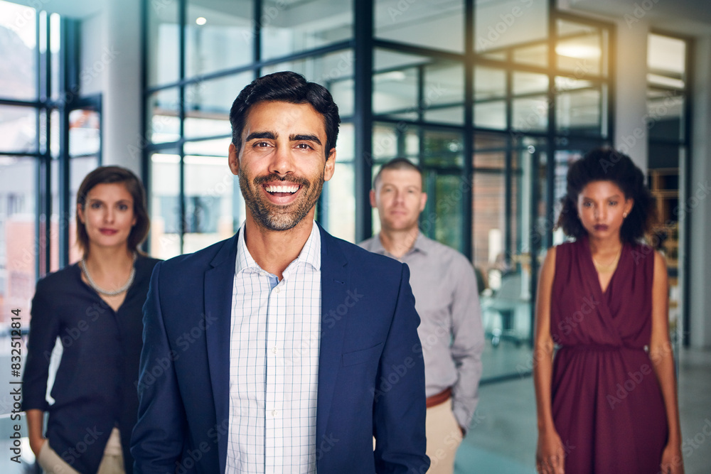 Portrait, leadership and group of business people in office with CEO, confidence and manager at law firm. Teamwork, professional men and women together with happy lawyer, attorney or legal consultant Portrait, leadership and group of business people in office with CEO, confidence and manager at law firm. Teamwork, professional men and women together with happy lawyer, attorney or legal consultant
