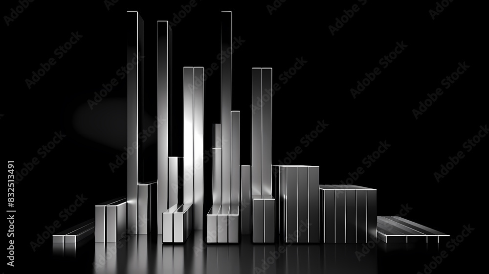 3D rendering of a steel bar graph 3D rendering of a steel bar graph