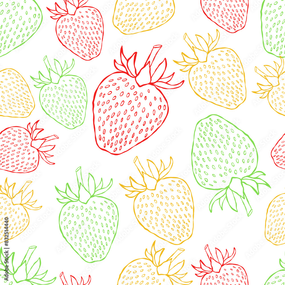 Hand-drawn Doodle Strawberry Seamless Pattern Hand-drawn Doodle Strawberry Seamless Pattern