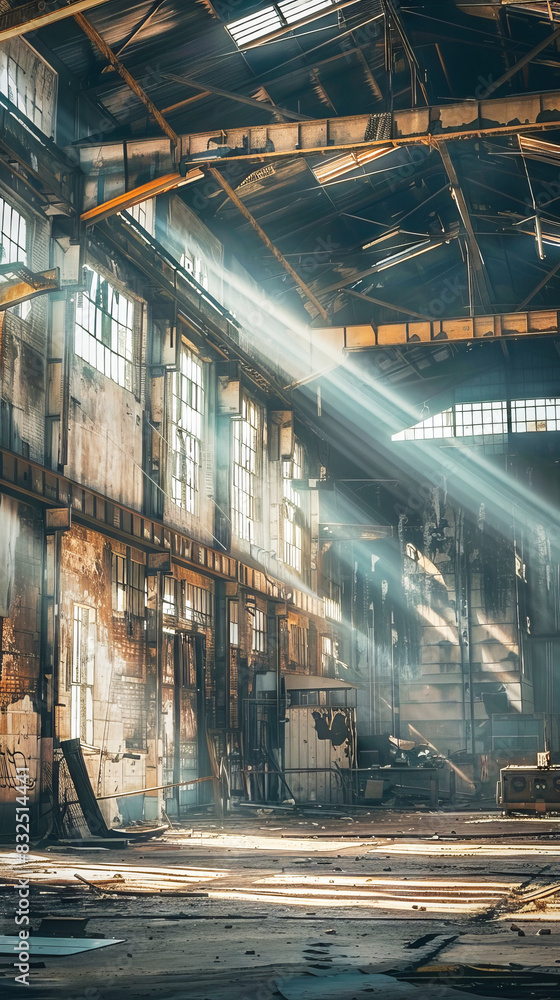Inside an abandoned industrial factory