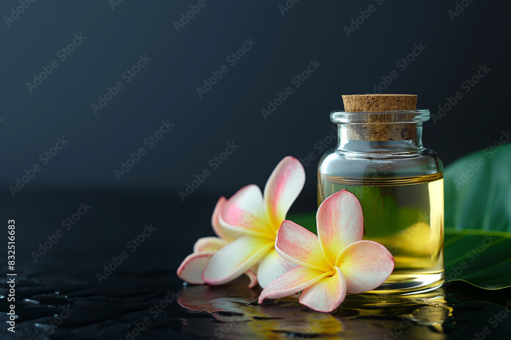 Set for spa with towels, salt and aromatic oils, selective focu Set for spa with towels, salt and aromatic oils, selective focu