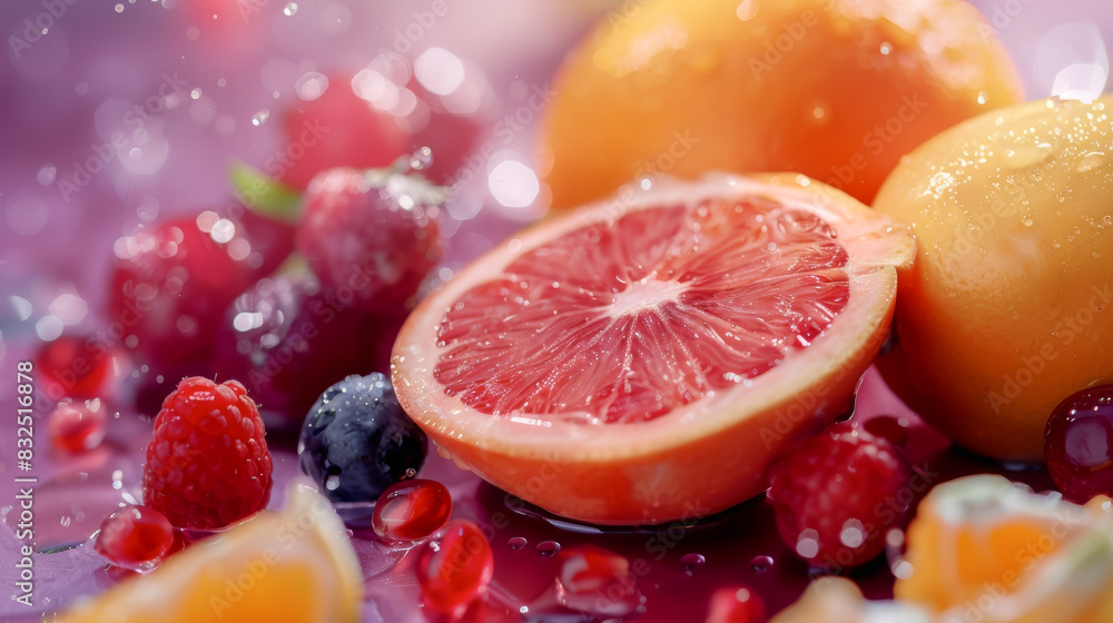 Collection of fruits, pile of exotic fruits, strawberry, raspberry, kiwi and orange. Collection of fruits, pile of exotic fruits, strawberry, raspberry, kiwi and orange.