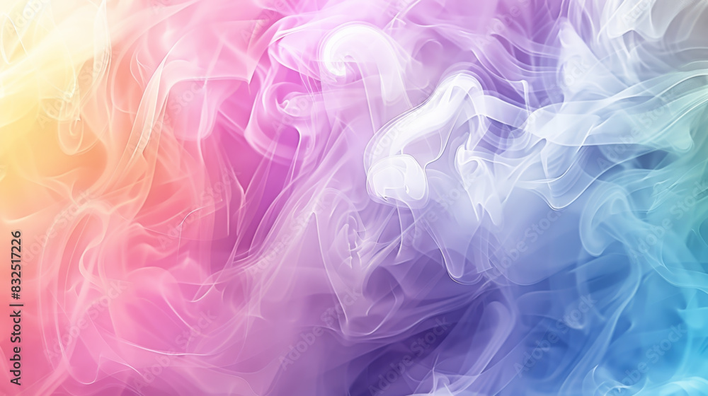 Fototapeta premium Colorful rainbow color smoke, abstract wave of colorful smoke steam background.