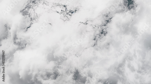 White abstract marble background with clouds.
