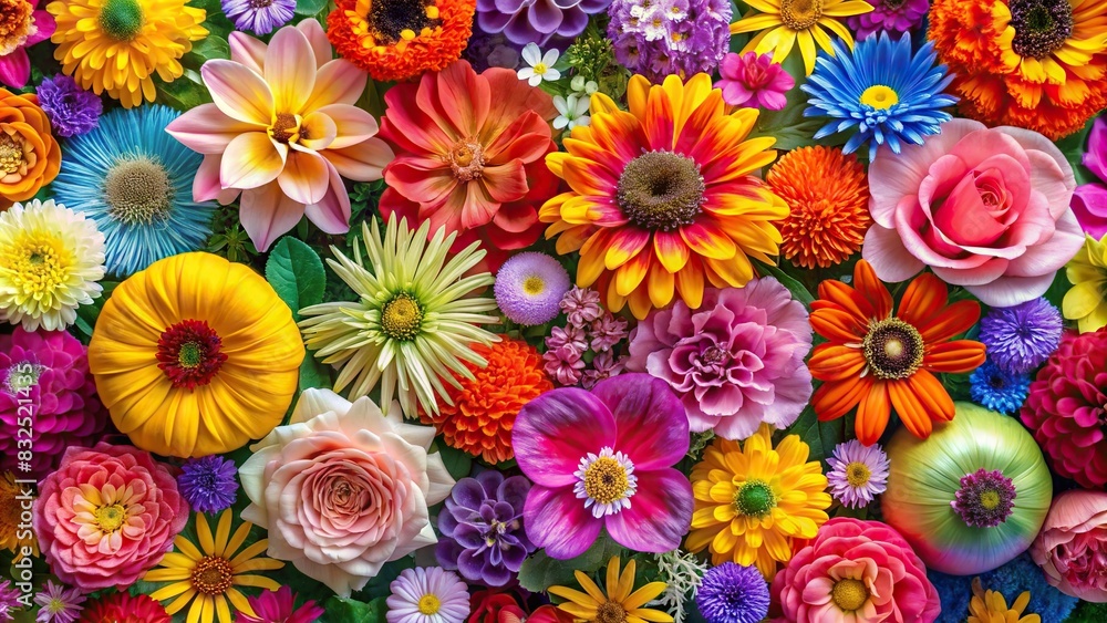 Vibrant and colorful flower wallpaper with various blooming flowers in full bloom