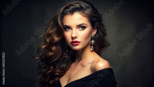 Elegant beauty portrait of a young beautiful woman in black attire