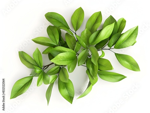 Honeysuckle Leaves Cluster Vibrant Green on Pure White