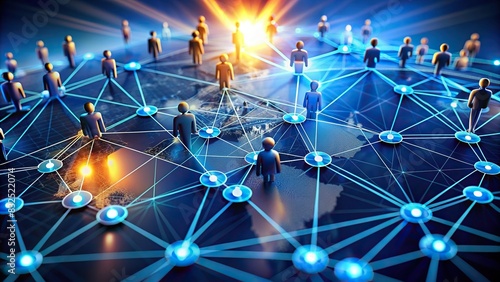 of expanding business network with interconnected nodes photo