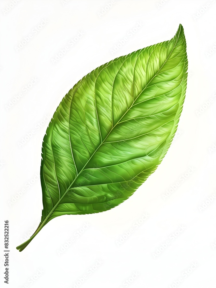 Obraz premium Vibrant of a Long Slender Peach Leaf in Bright Green