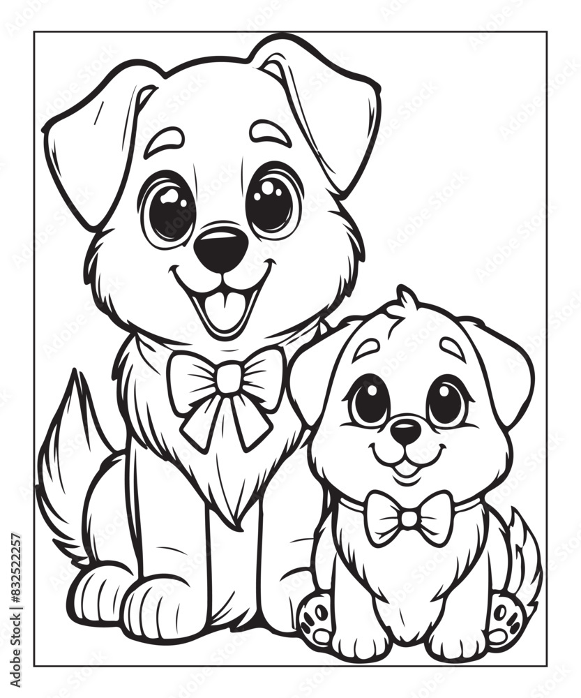 Cute cartoon puppy dog Black and white vector illustration for coloring page Ai generative Cute cartoon puppy dog Black and white vector illustration for coloring page Ai generative