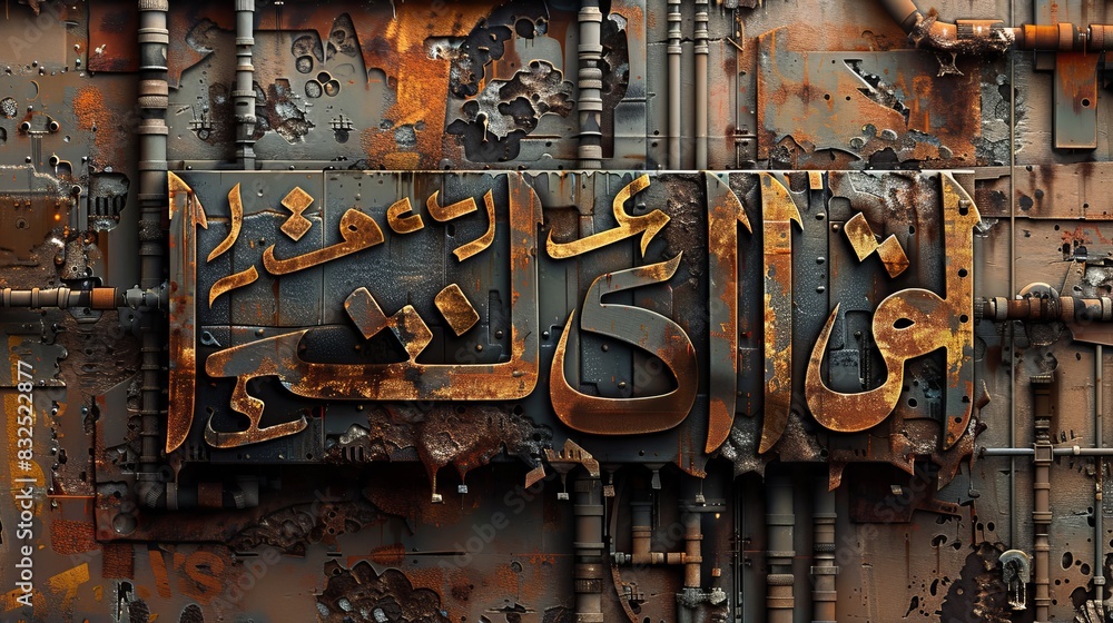 Rusty arabic calligraphy for islamic or cultural designs