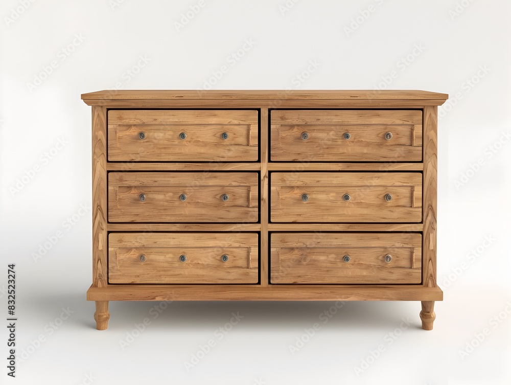 D Rendered Wooden Dresser with Drawers on White Background D Rendered Wooden Dresser with Drawers on White Background