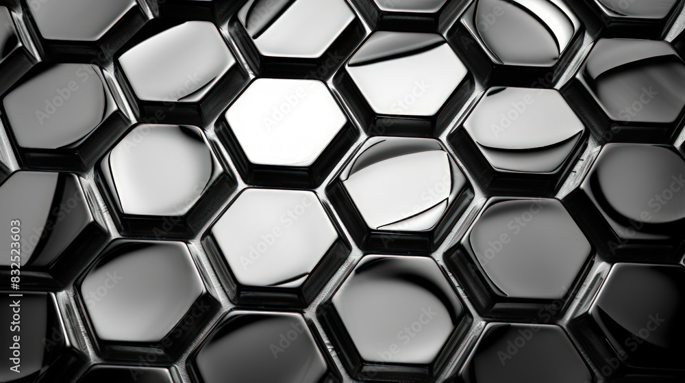 Close-up of black and white honeycomb pattern Close-up of black and white honeycomb pattern