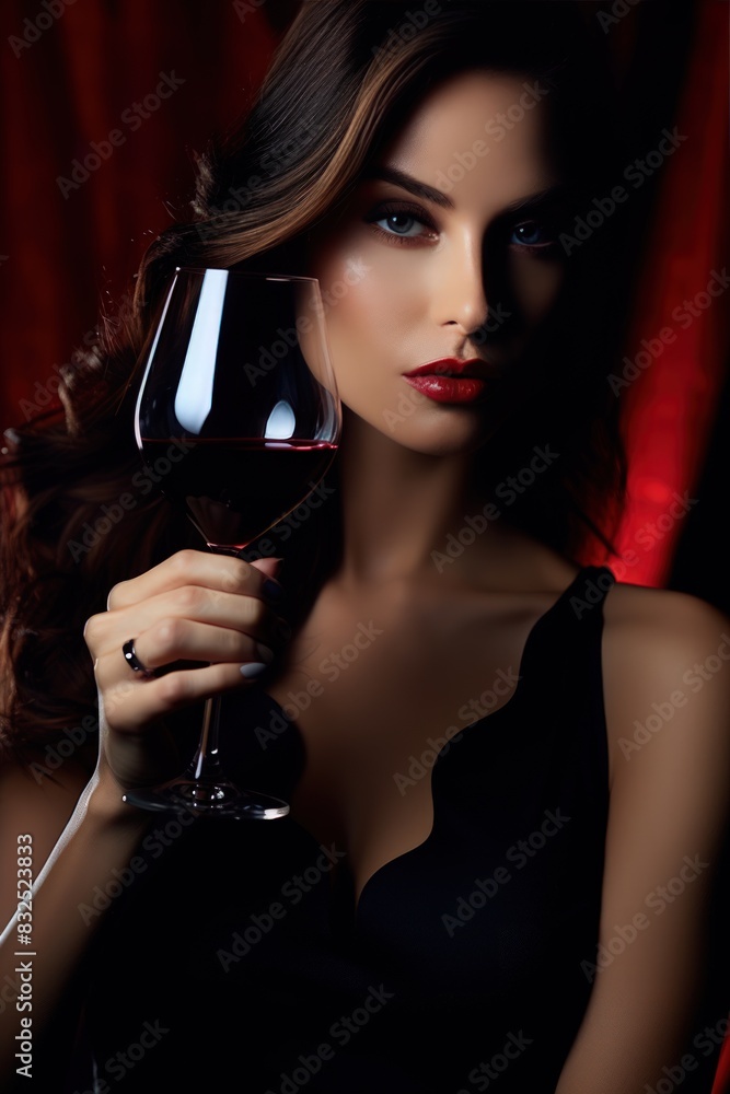 A woman is holding a wine glass and smelling the wine A woman is holding a wine glass and smelling the wine