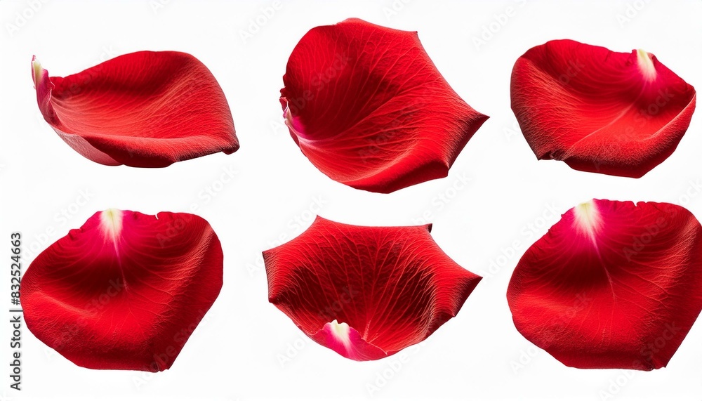 Set of Red Rose Flower Petals: Isolated and Transparent Set of Red Rose Flower Petals: Isolated and Transparent