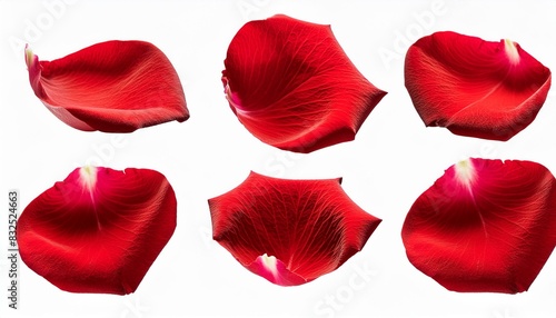 Set of Red Rose Flower Petals: Isolated and Transparent