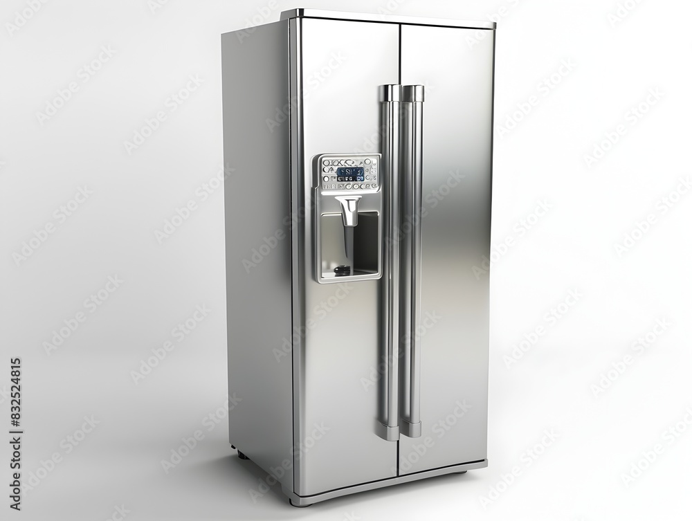 Stainless Steel Refrigerator on White Background Stainless Steel Refrigerator on White Background