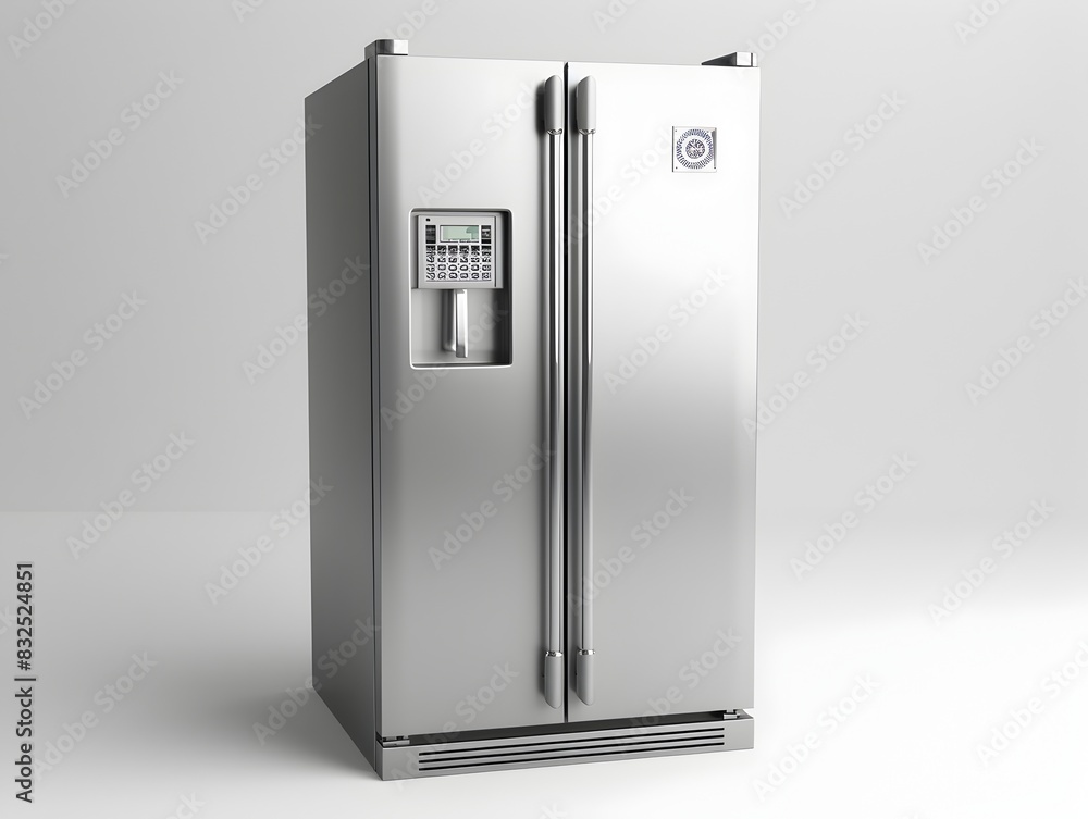 Stainless Steel Refrigerator on White Background Stainless Steel Refrigerator on White Background