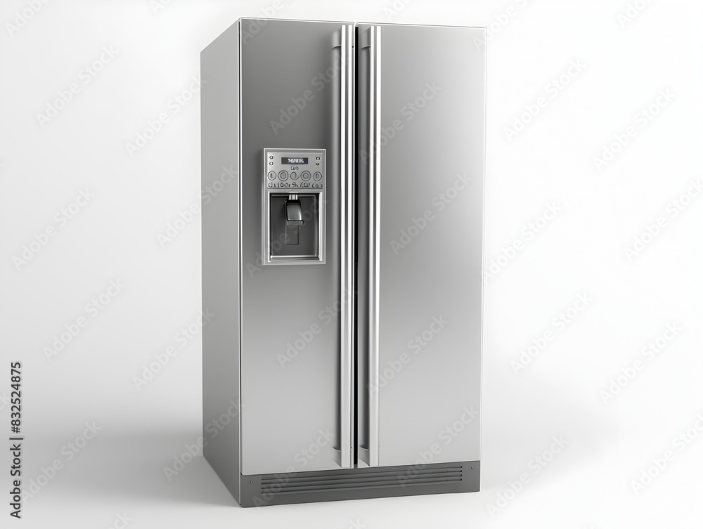 Stainless Steel Refrigerator on White Background Stainless Steel Refrigerator on White Background