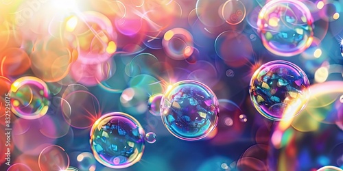 Floating Bubbles with Rainbow Reflections