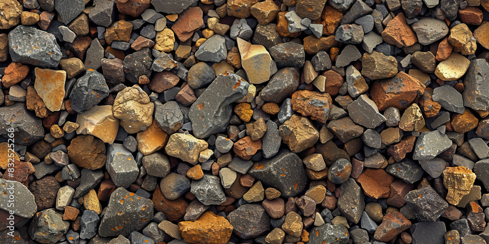 Φωτογραφία Grungy Gravel Granules: Close-up view of grungy and gritty gravel particles, col
