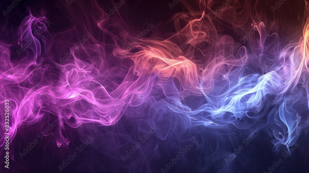 Fototapeta premium Abstract wave of blue and pink smoke. Smoke abstract background