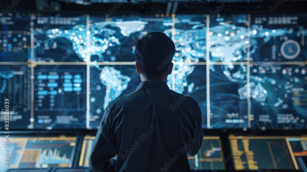A supply chain expert using a digital map to monitor global shipping lanes in real-time A supply chain expert using a digital map to monitor global shipping lanes in real-time