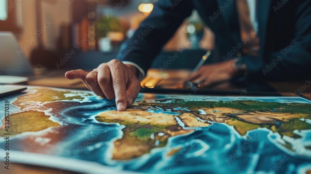 A closeup of a supply chain manager using predictive analytics to optimize global routes A closeup of a supply chain manager using predictive analytics to optimize global routes