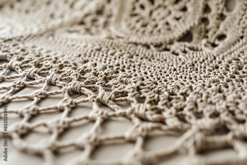 Close-up texture shot of delicate crochet lace work, embodying c Close-up texture shot of delicate crochet lace work, embodying c