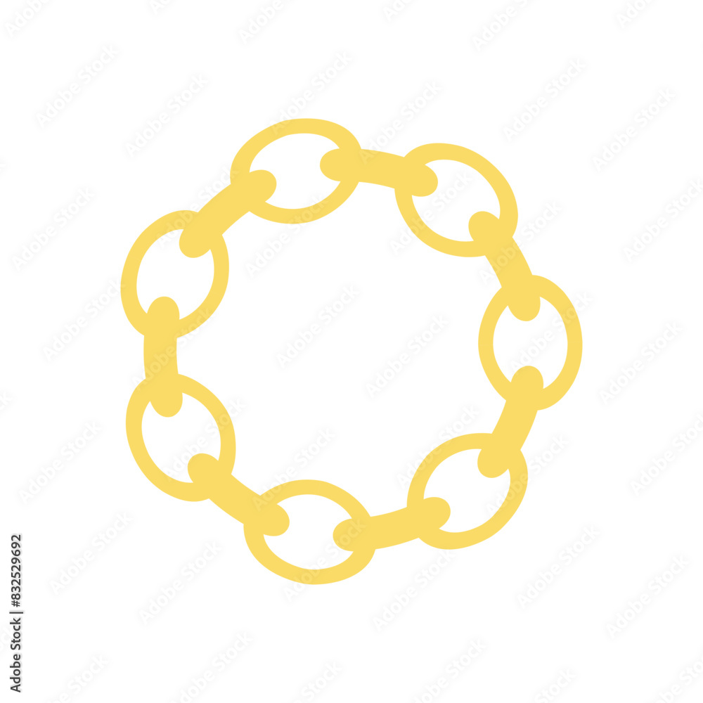 Chain round frame Texture Chain silhouette yellow and white circle border isolated on background. Chain design element Chain round frame Texture Chain silhouette yellow and white circle border isolated on background. Chain design element