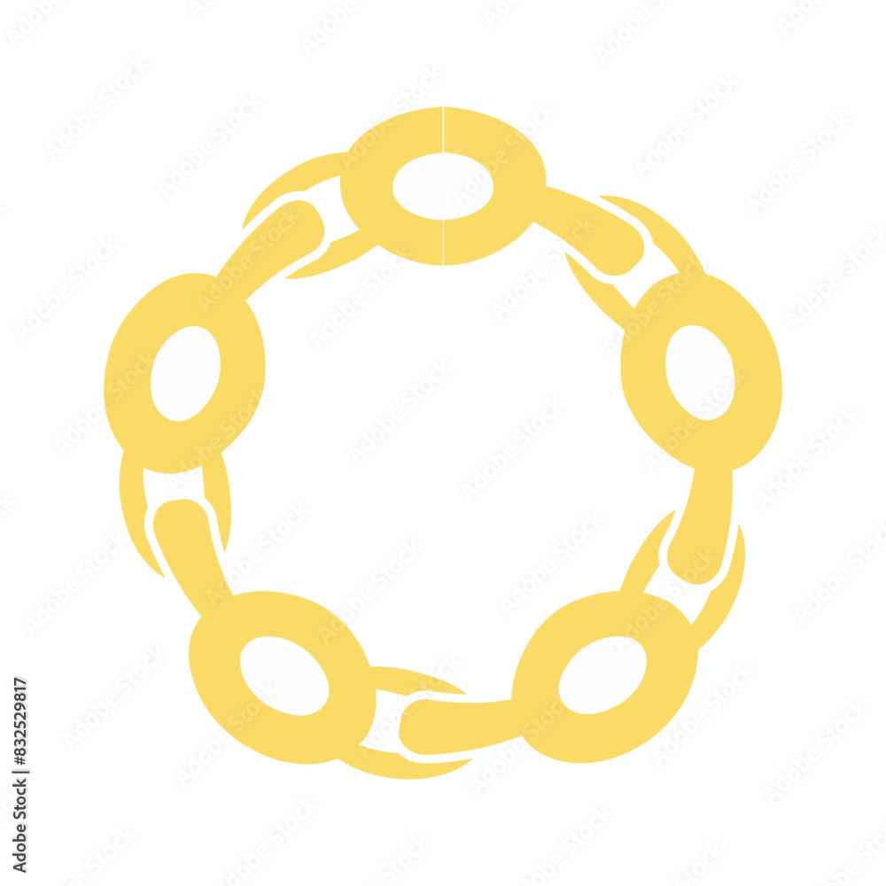 Chain round frame Texture Chain silhouette yellow and white circle border isolated on background. Chain design element Chain round frame Texture Chain silhouette yellow and white circle border isolated on background. Chain design element