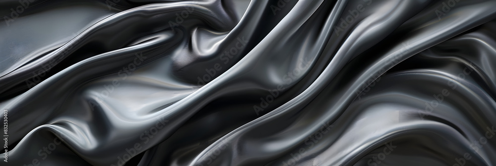 Abstract background design featuring a luxurious cloth fabric texture in shades of beautiful elegant dark silver grey or black satin silk with ample copy space for images