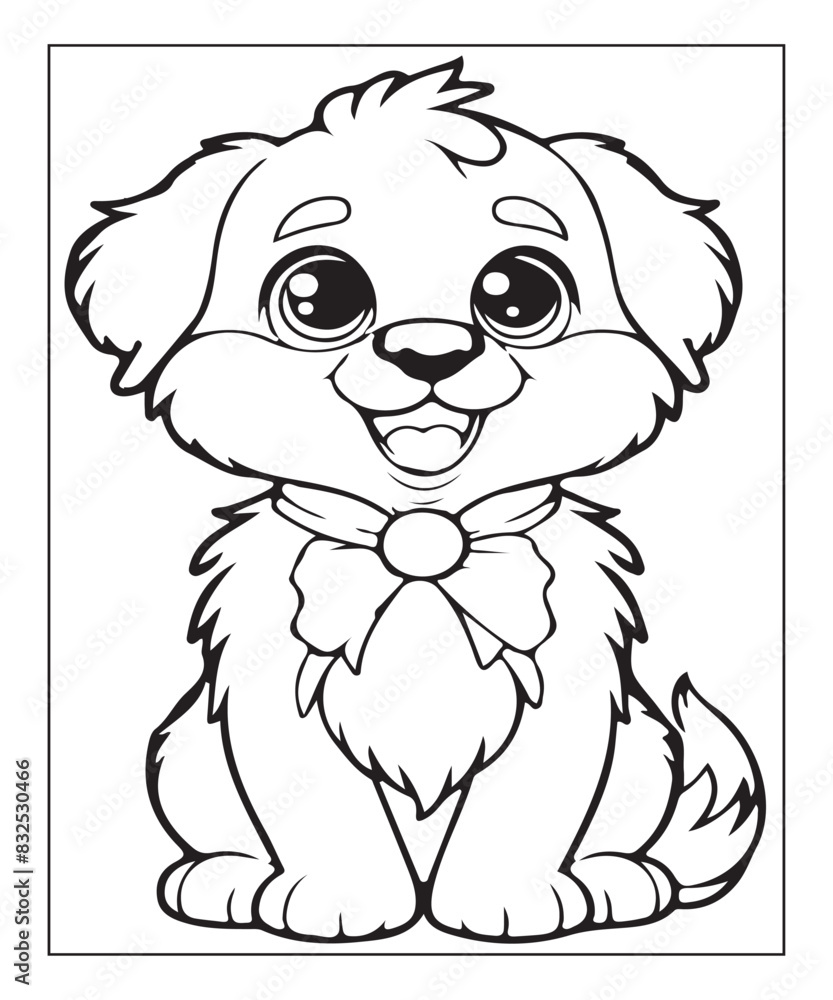 Cute cartoon puppy dog Black and white vector illustration for coloring page Ai generative Cute cartoon puppy dog Black and white vector illustration for coloring page Ai generative