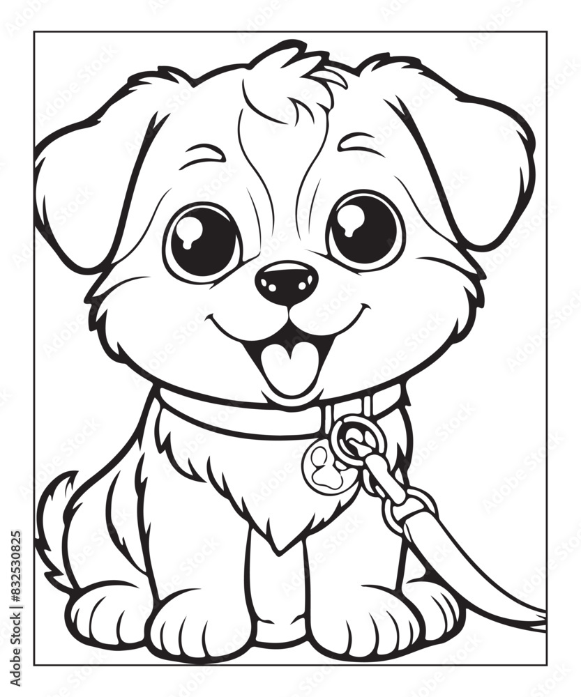Cute cartoon puppy dog Black and white vector illustration for coloring page Ai generative Cute cartoon puppy dog Black and white vector illustration for coloring page Ai generative