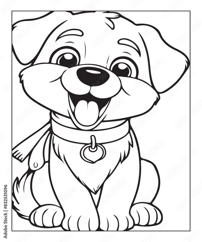Cute cartoon puppy dog Black and white vector illustration for coloring page Ai generative Cute cartoon puppy dog Black and white vector illustration for coloring page Ai generative