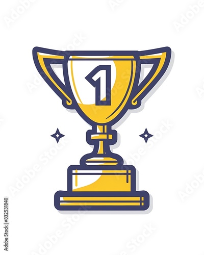 Winner #1 trophy number one winner's golden shine winner's circle brand new award sweepstakes winning multi tier blank name plate trophy. Trophy illustration isolated on a white background.