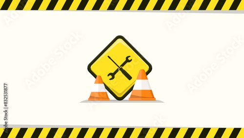 Under construction landing web page template. flat illustration vector eps 8 and above.