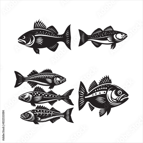 Atlantic Cod silhouette vector icon graphic logo ai generated design
