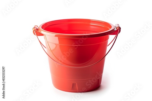 Red Plastic Bucket Isolated on White Background