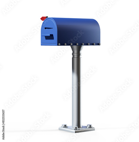 Blue Mailbox with Mails 3d render