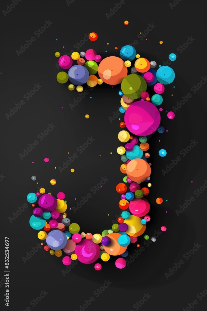 Vibrant letter C made of colorful circles, suitable for educational or creative design projects