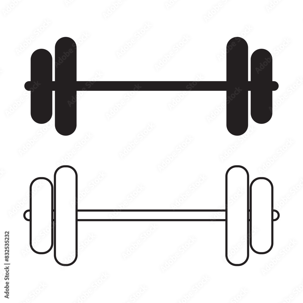 Dumbbell icon. Outline dumbbell vector icon for web design isolated on white background Dumbbell icon. Outline dumbbell vector icon for web design isolated on white background