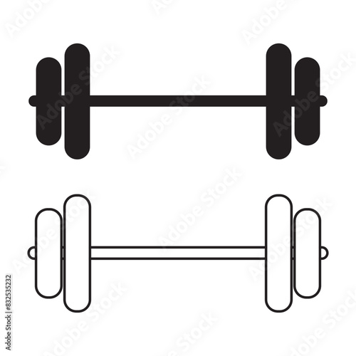 Dumbbell icon. Outline dumbbell vector icon for web design isolated on white background