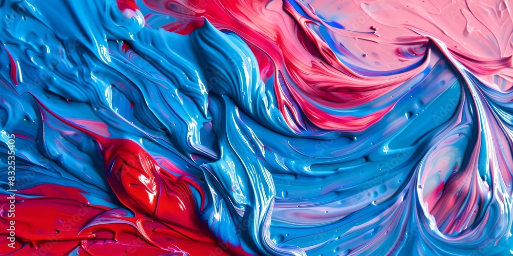 a close up of a red and blue liquid painting a close up of a red and blue liquid painting