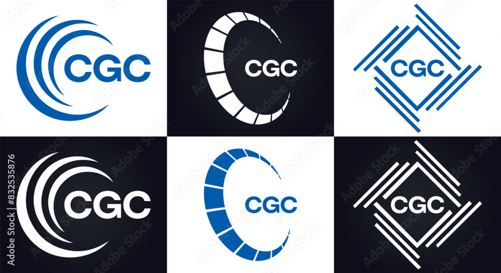 CGC logo. C G C design. White CGC letter. CGC, C G C letter logo design. C G C letter logo design in FIVE, FOUR, THREE, style. letter logo set in one artboard. C G C letter logo vector design.