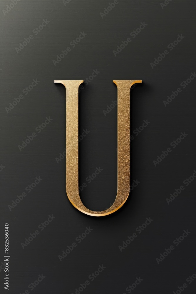 Elegant gold letter U on a sleek black background. Perfect for typography projects Elegant gold letter U on a sleek black background. Perfect for typography projects