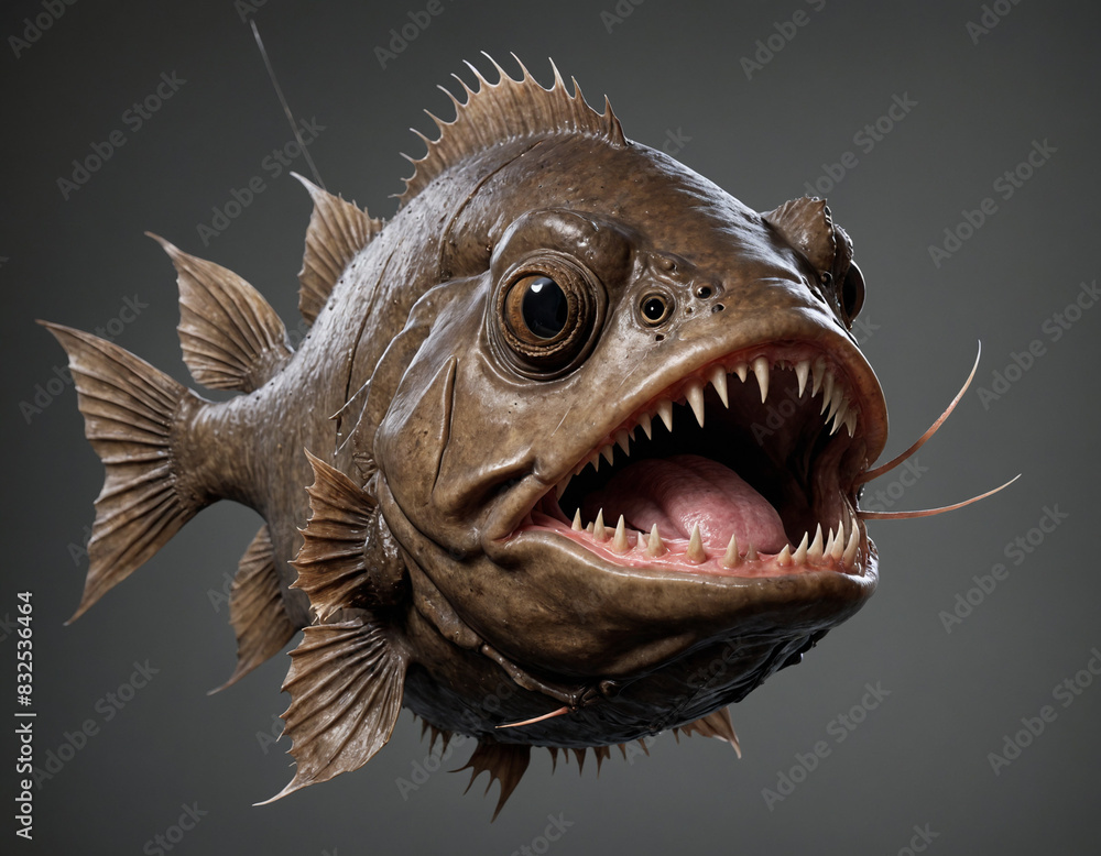 close up of a fish with angry face close up of a fish with angry face